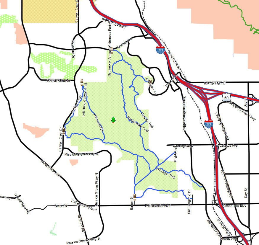 Sycamore Canyon Wilderness Park - California Trail Map