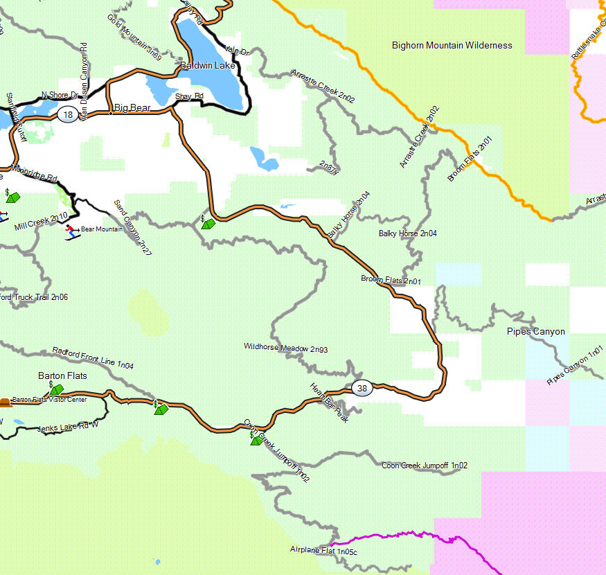 San Bernardino NF, Big Bear - California Trail Map