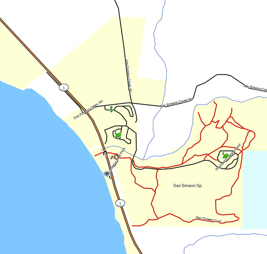 Hearst San Simeon SP - California Trail Map
