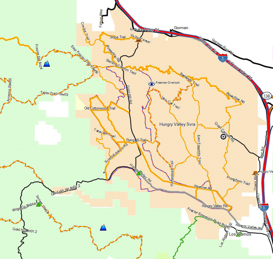 Hungry Valley SVRA - California Trail Map