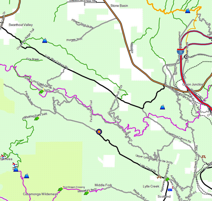 San Bernardino NF, Lytle Creek - California Trail Map