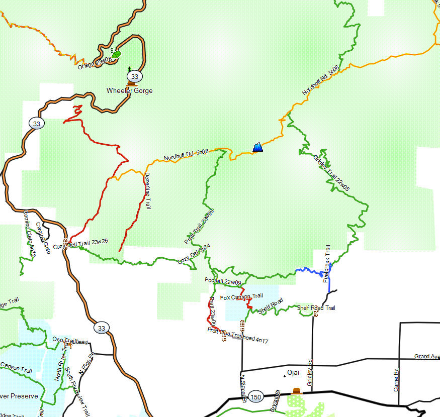 Los Padres NF, Ojai - California Trail Map