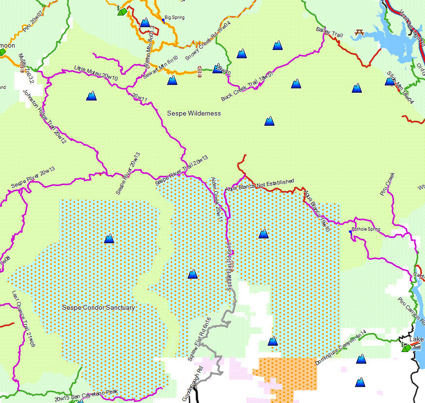 Sespe Wilderness - California Trail Map