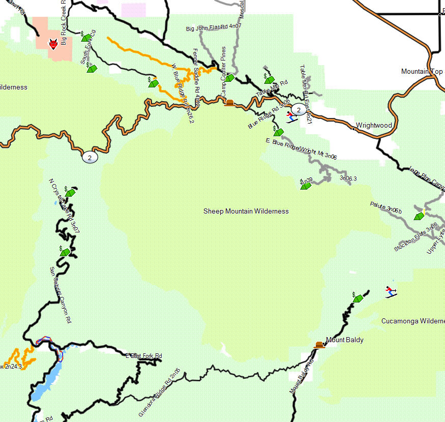 Sheep Mountain Wilderness - California Trail Map