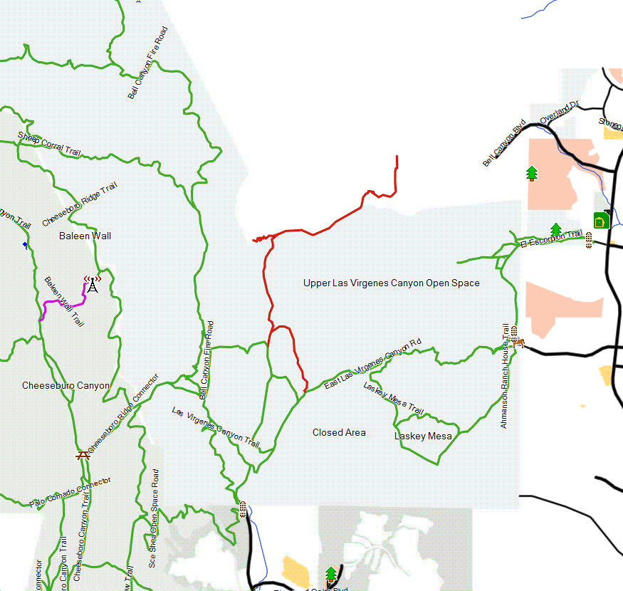 Upper Las Virgenes Canyon - California Trail Map