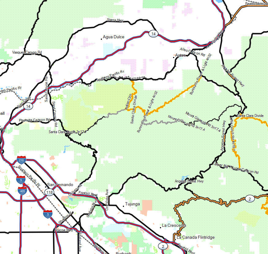 Angeles NF, San Gabriel Mountains - California Trail Map