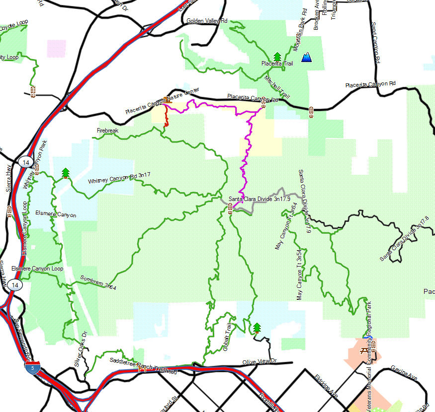 Angeles NF, San Gabriel Mountains - California Trail Map