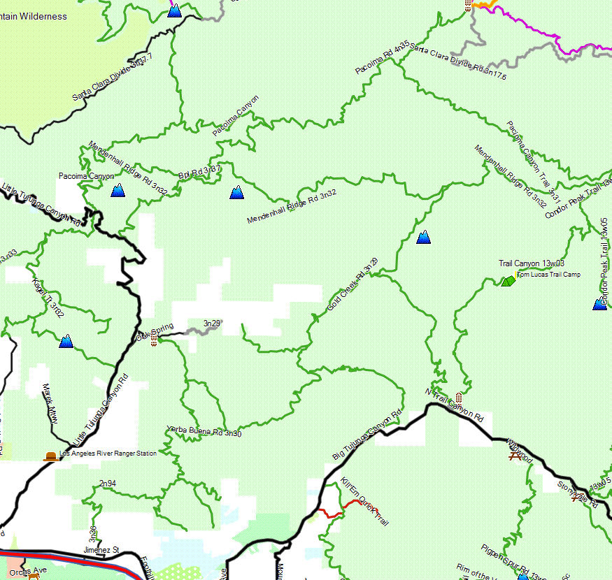 Angeles NF, San Gabriel Mountains - California Trail Map