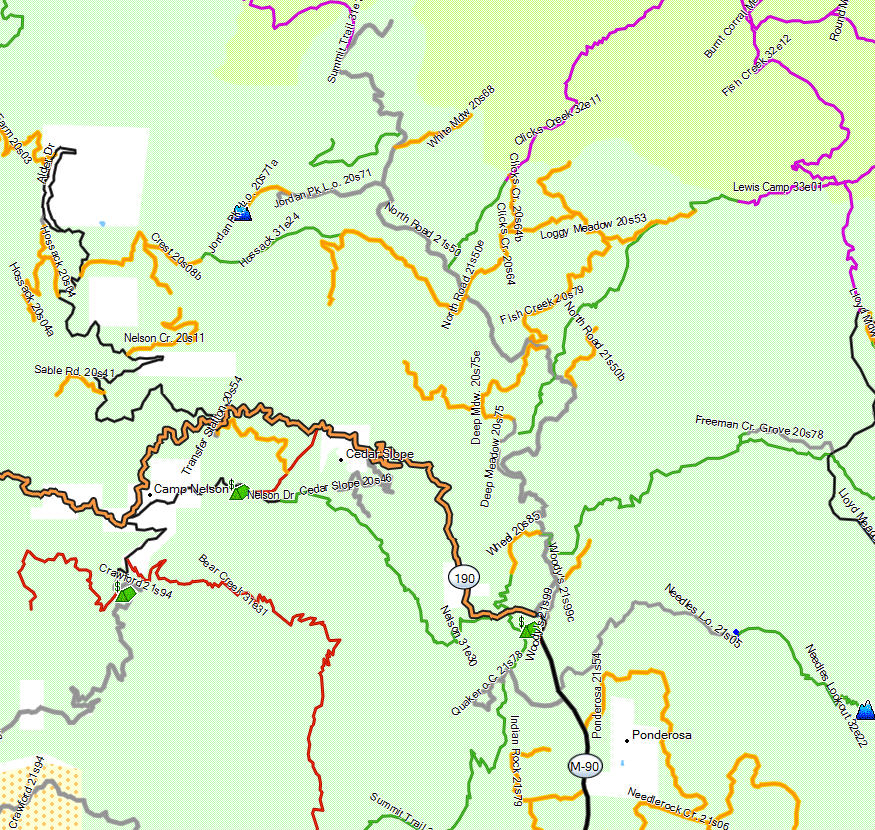 Sequoia NF, Western Divide - California Trail Map