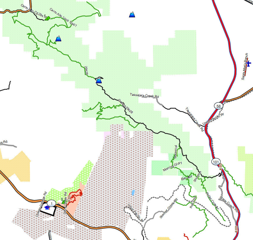 Los Padres NF, Santa Lucia - California Trail Map