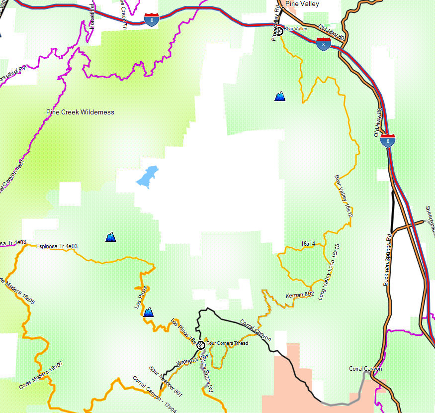 Cleveland NF, Coral Canyon - California Trail Map