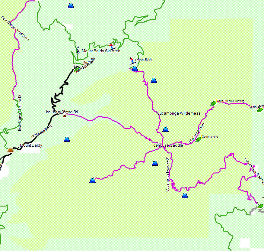 Cucamonga Wilderness - California Trail Map