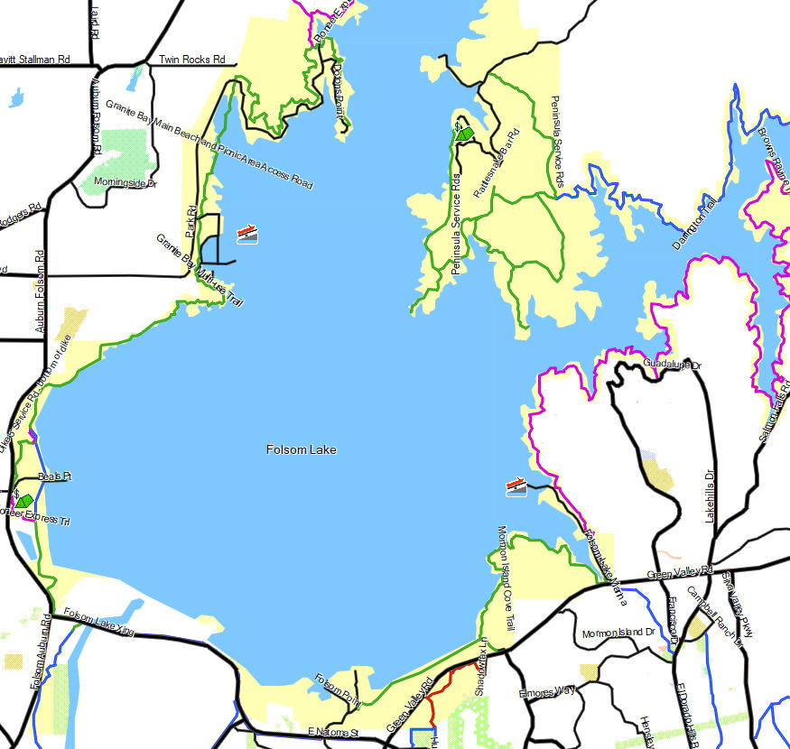 Folsom Lake SRA - California Trail Map