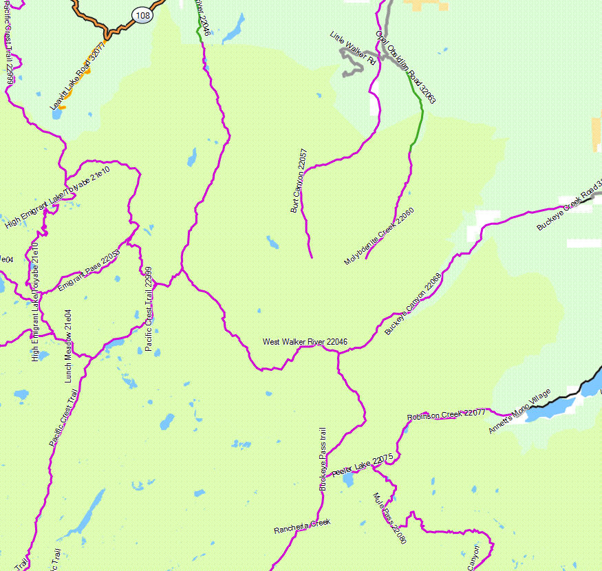 Hoover Wilderness - California Trail Map