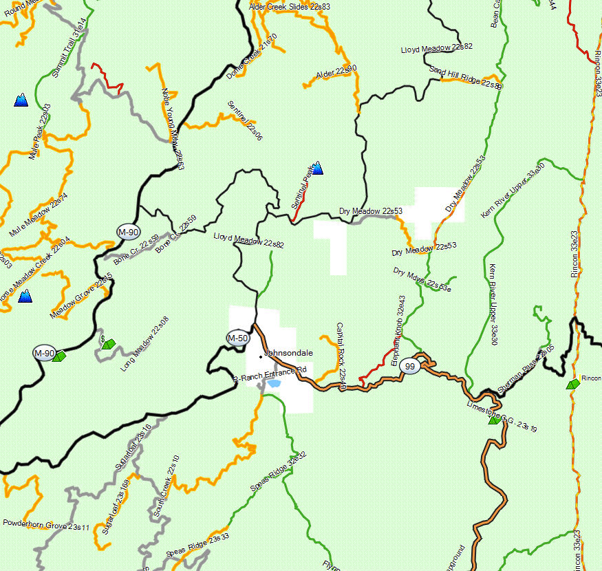 Sequoia NF, Western Divide - California Trail Map