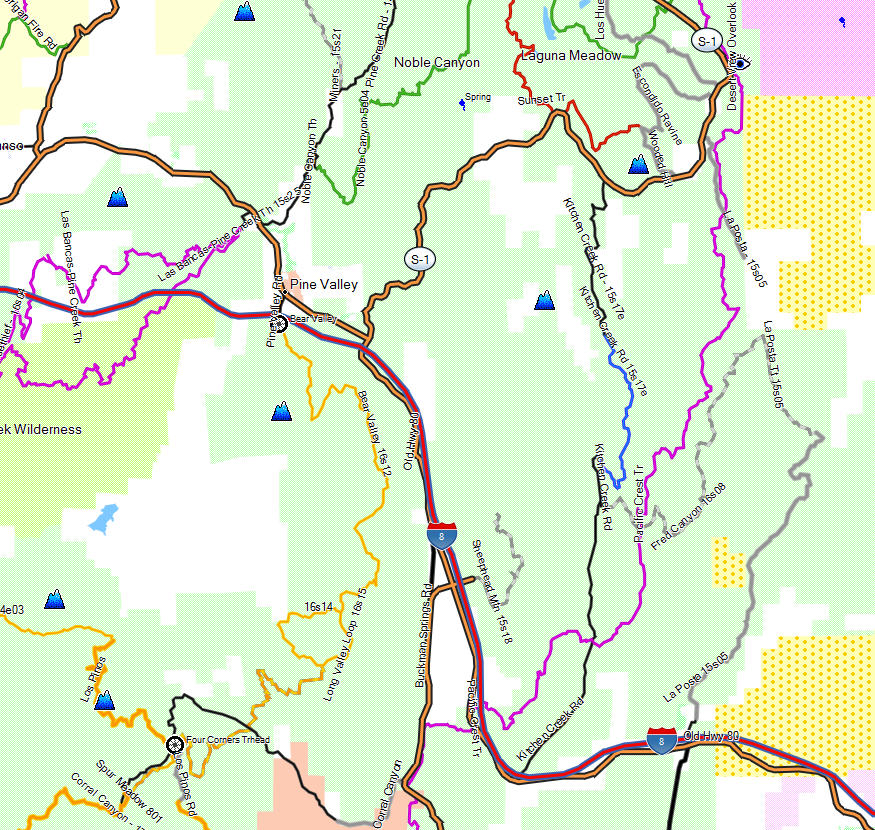 Cleveland NF, Laguna Mountain - California Trail Map