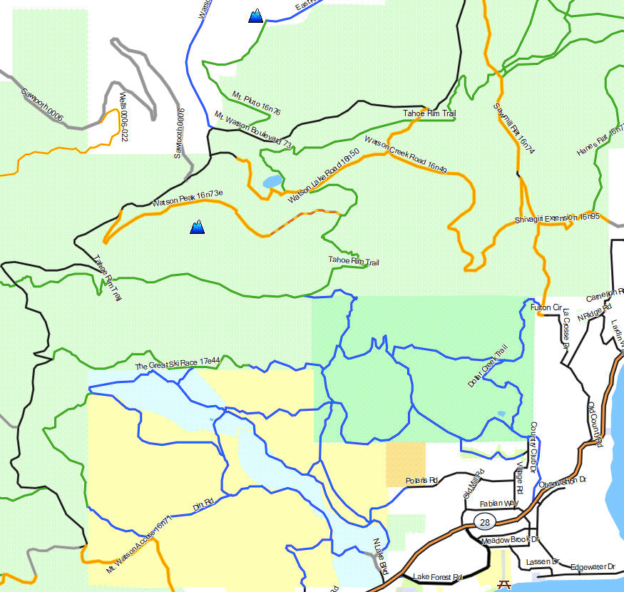 Lake Tahoe Basin Management Unit, North Shore - California Trail Map