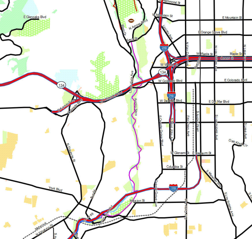 Lower Arroyo Seco - California Trail Map