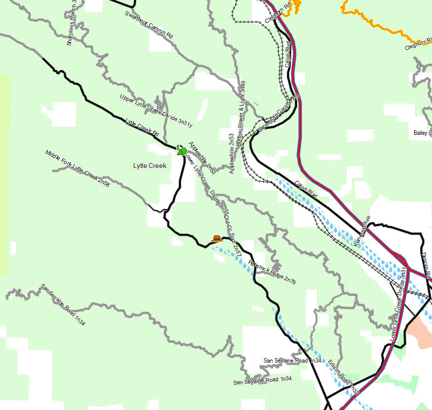 San Bernardino NF, Lytle Creek - California Trail Map