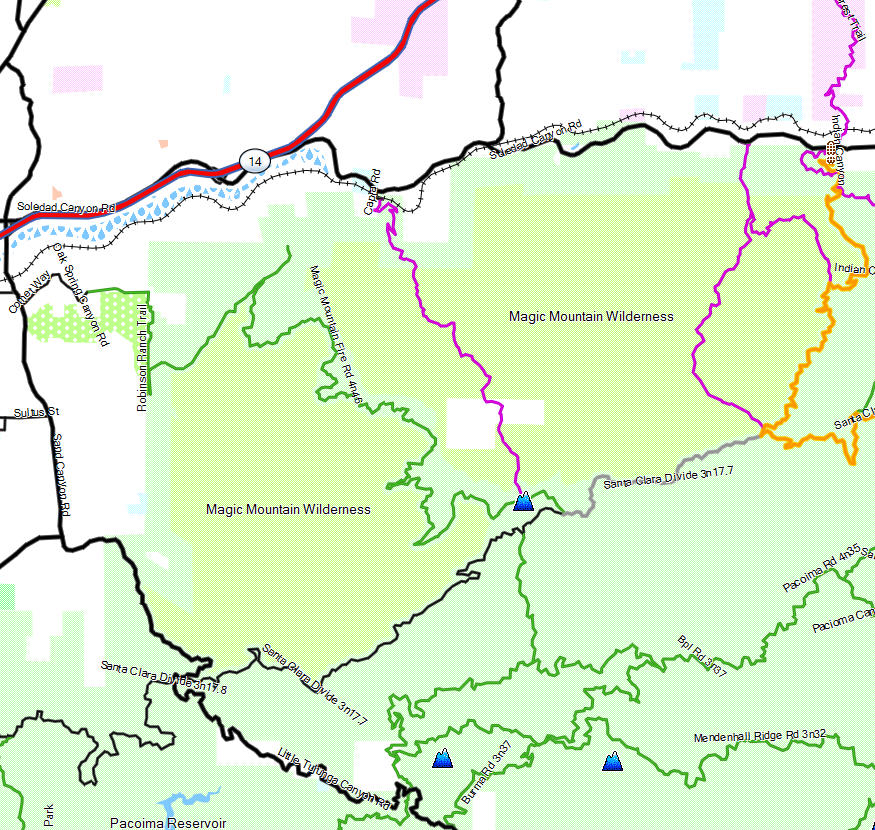 Magic Mountain Wilderness - California Trail Map