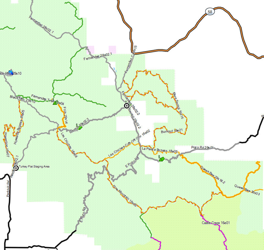 Los Padres NF, Santa Lucia - California Trail Map