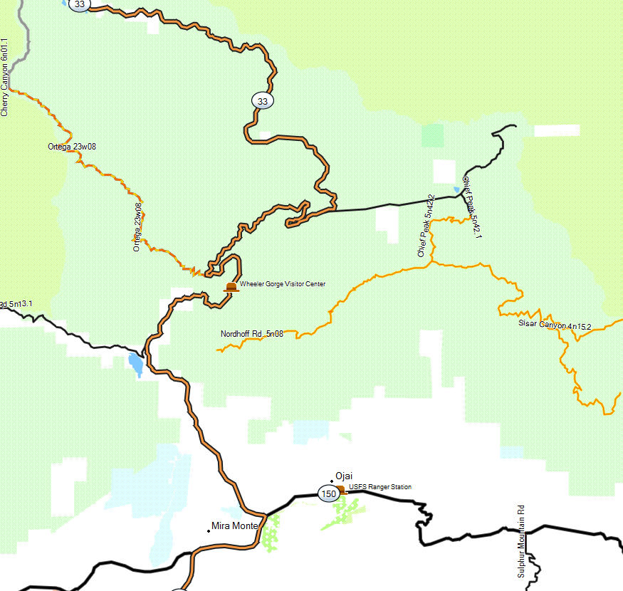 Los Padres NF, Ojai - California Trail Map