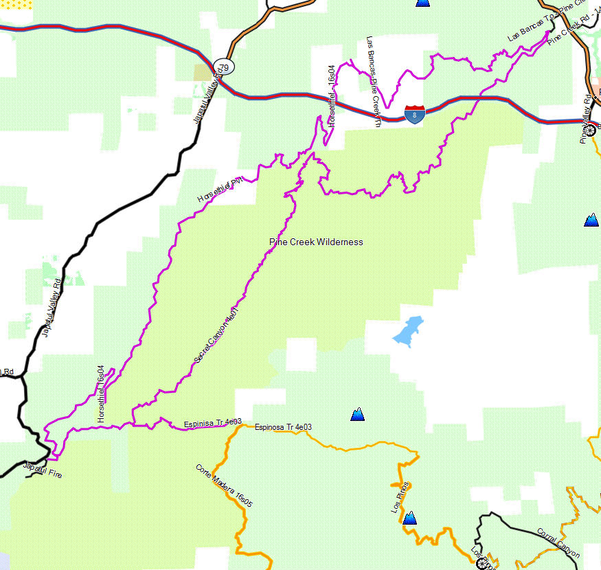 Pine Creek Wilderness - California Trail Map