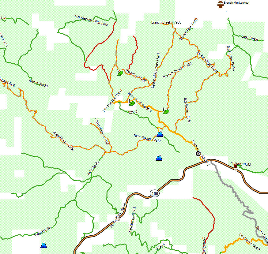 Los Padres NF, Santa Lucia - California Trail Map