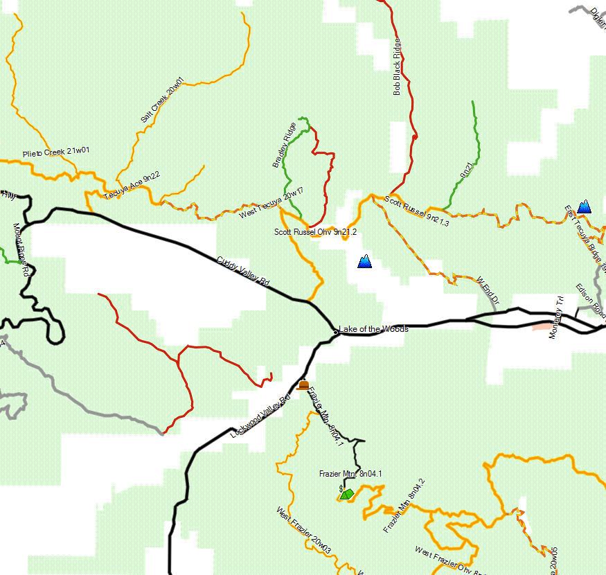 Los Padres NF, Mt Pinos - California Trail Map