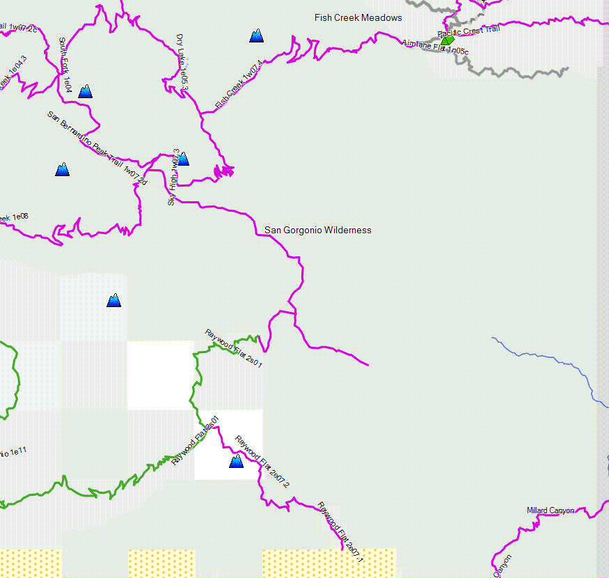 San Gorgonio Wilderness - California Trail Map