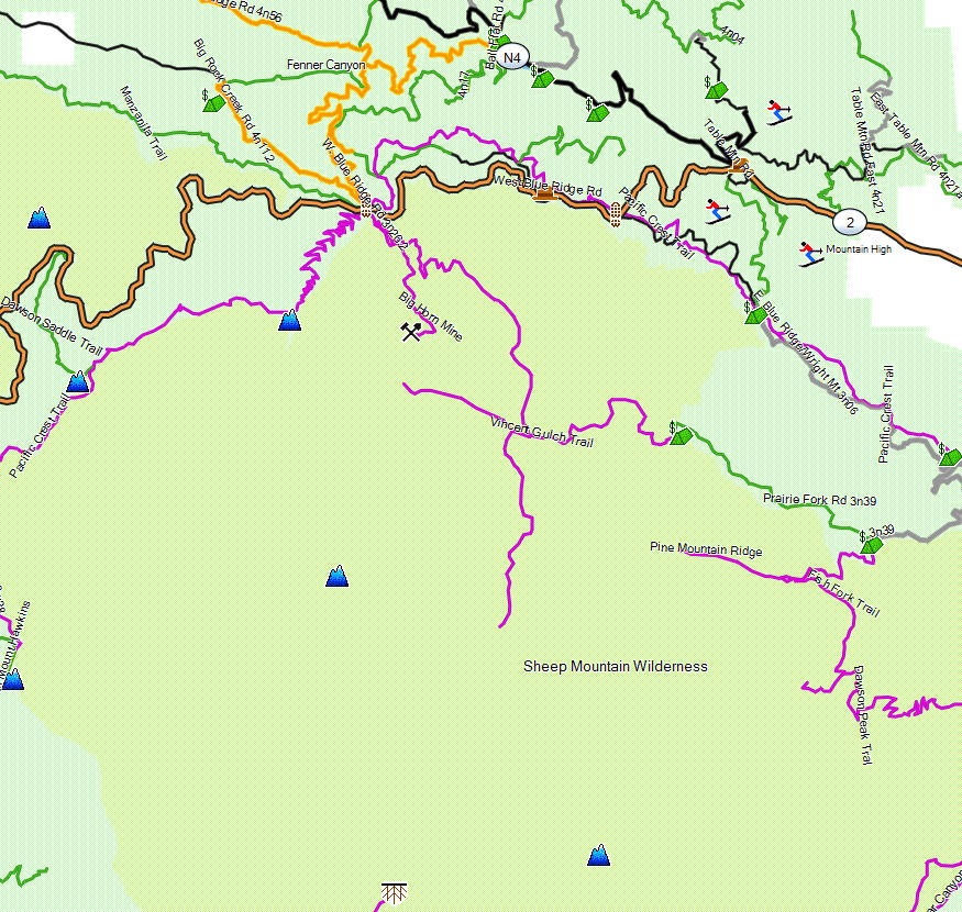 Sheep Mountain Wilderness - California Trail Map