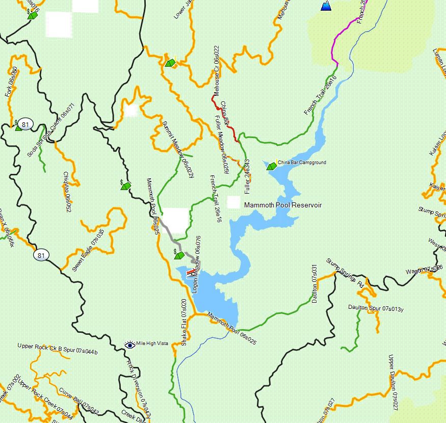 Sierra National Forest, North - California Trail Map