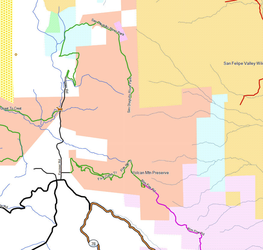 Volcan Mountain Wilderness Preserve - California Trail Map